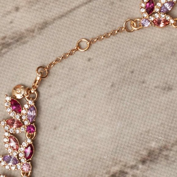 NWT J. Crew Crystal Leaves Statement Necklace in Pink Multi - Picture 4 of 7